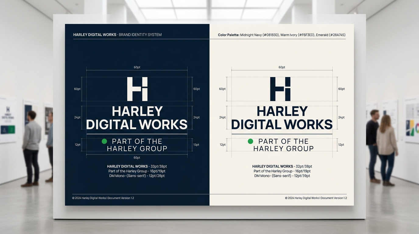 Harley Digital Works - Part of The Harley Group Master Brand Identity Board